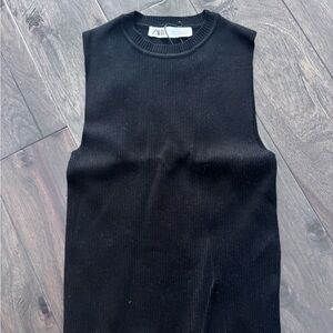 Zara Black Ribbed Tank Top